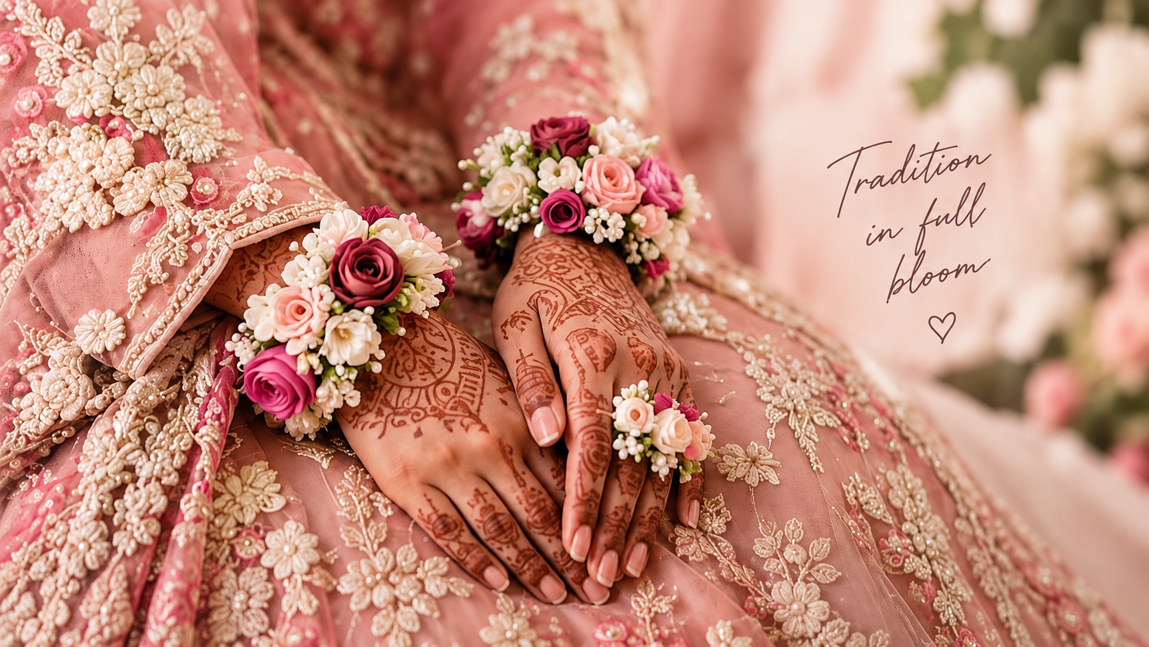 Henna and floral bracelets for South Asian weddings