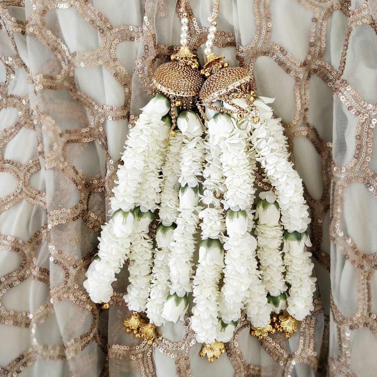 White floral kaleere bridal jewelry